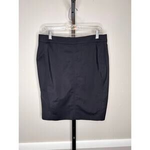 Akris Punto Solid Black Knee Length Stretch Cotton Pencil Skirt Size 8